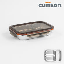 Load image into Gallery viewer, Cuitisan Partition Stainless Microwave-safe Lunch Box - Rectangle No. 3-1 (560ml)
